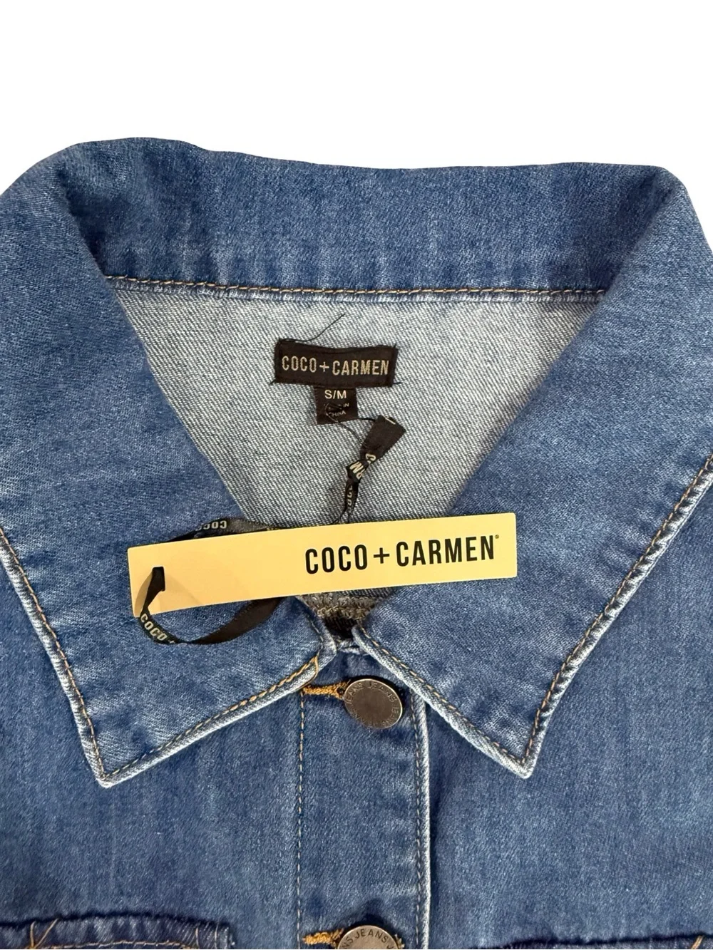 Coco Carmen Raleigh Sleeveless Denim Dress NWT Button Front Casual Midi size S/M - Picture 9 of 10